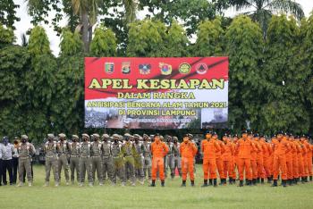 Gubernur Arinal Sampaikan 6 Atensi Hadapi Bencana dalam Apel Gelar Kesiapan Antisipasi Bencana Alam Tahun 2021